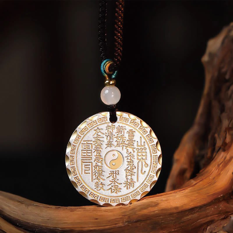 Wear FengShui Mountain Ghosts Spend Money Yin Yang Bagua Design Copper Harmony Necklace Pendant