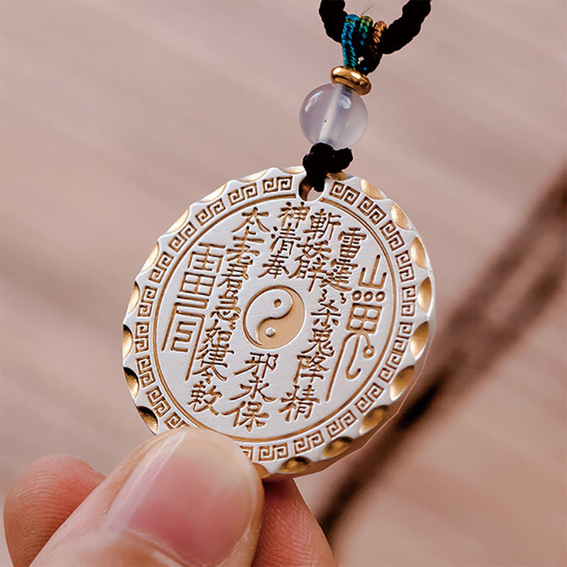 Wear FengShui Mountain Ghosts Spend Money Yin Yang Bagua Design Copper Harmony Necklace Pendant