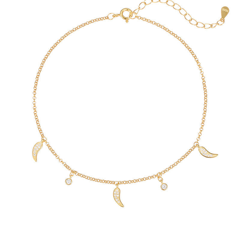 Wear FengShui 925 Sterling Silver Zircon Little Pepper Charm Protection Anklet