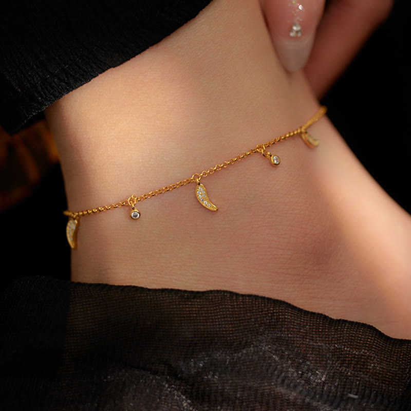 Wear FengShui 925 Sterling Silver Zircon Little Pepper Charm Protection Anklet