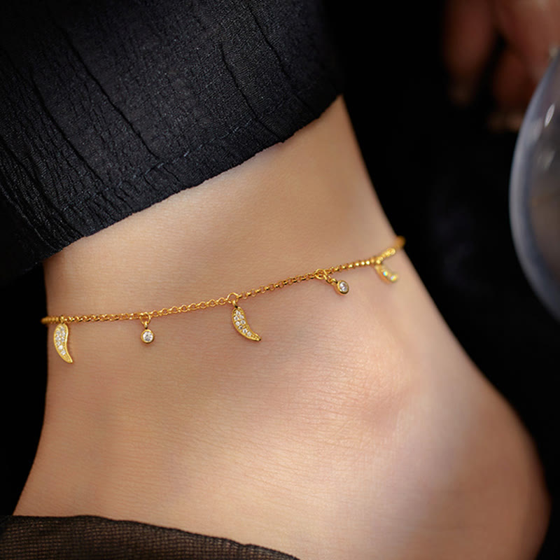Wear FengShui 925 Sterling Silver Zircon Little Pepper Charm Protection Anklet