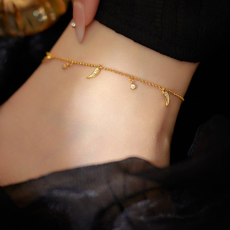 Wear FengShui 925 Sterling Silver Zircon Little Pepper Charm Protection Anklet