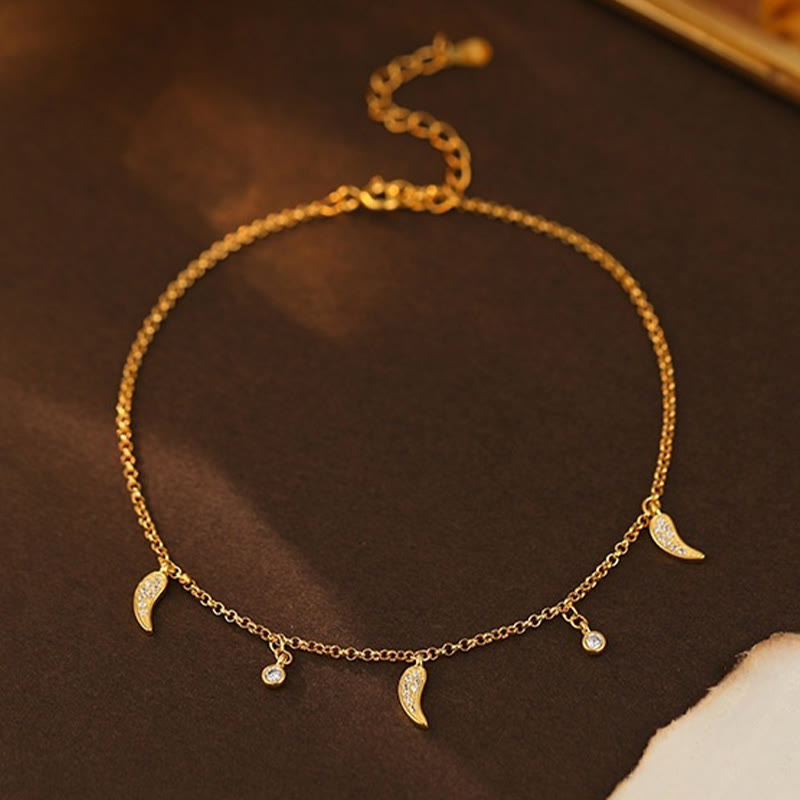 Wear FengShui 925 Sterling Silver Zircon Little Pepper Charm Protection Anklet