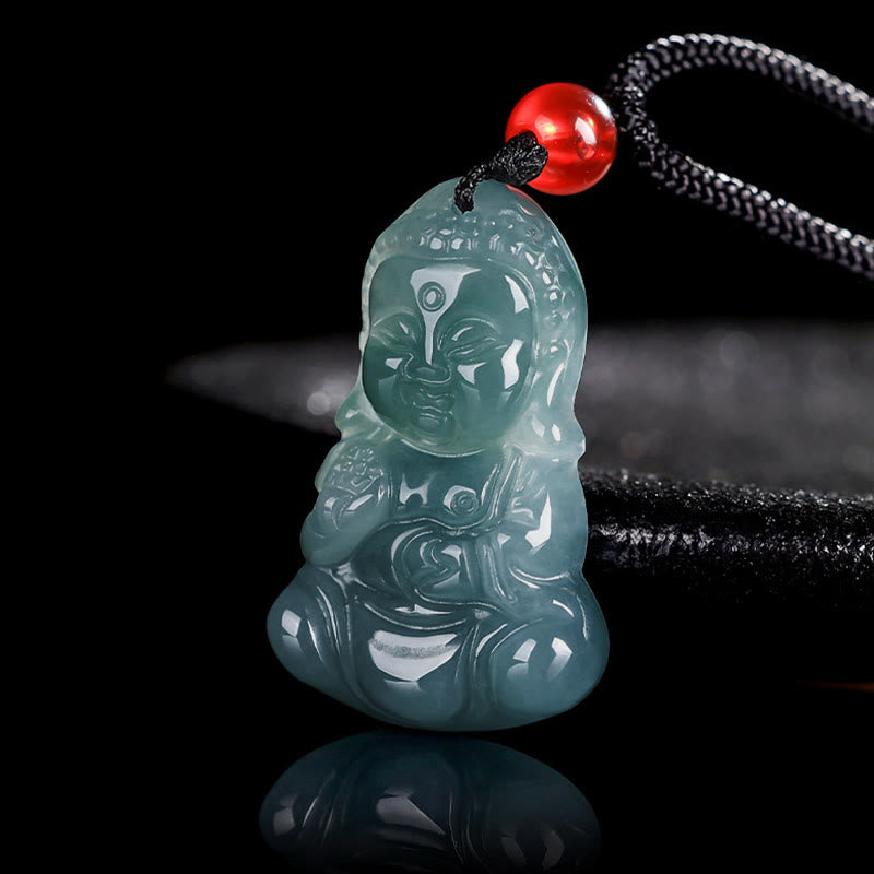 Wear FengShui Jade Baobao Buddha Prosperity Necklace Pendant