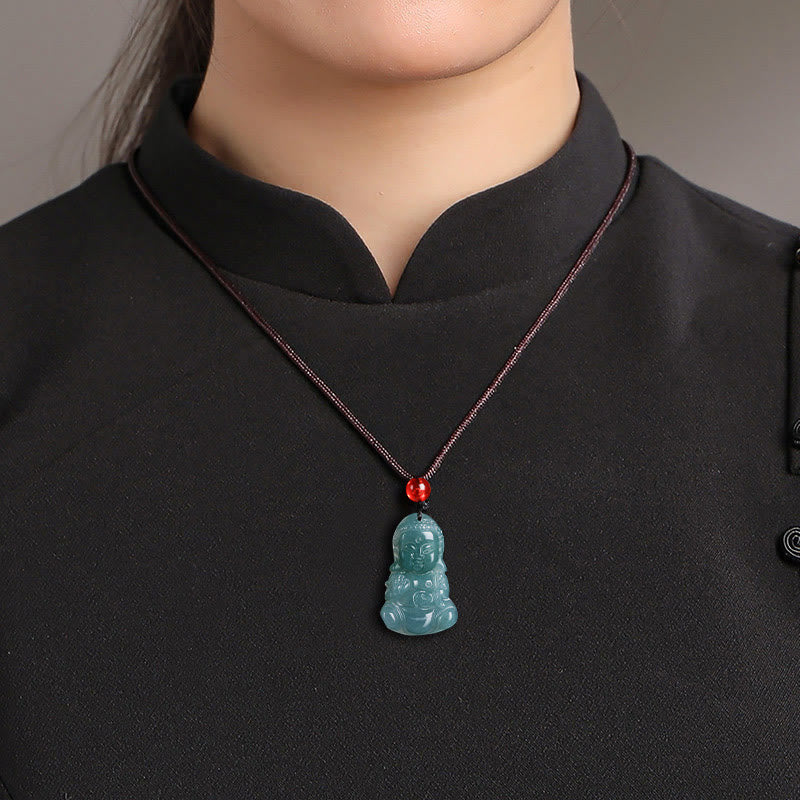 Wear FengShui Jade Baobao Buddha Prosperity Necklace Pendant