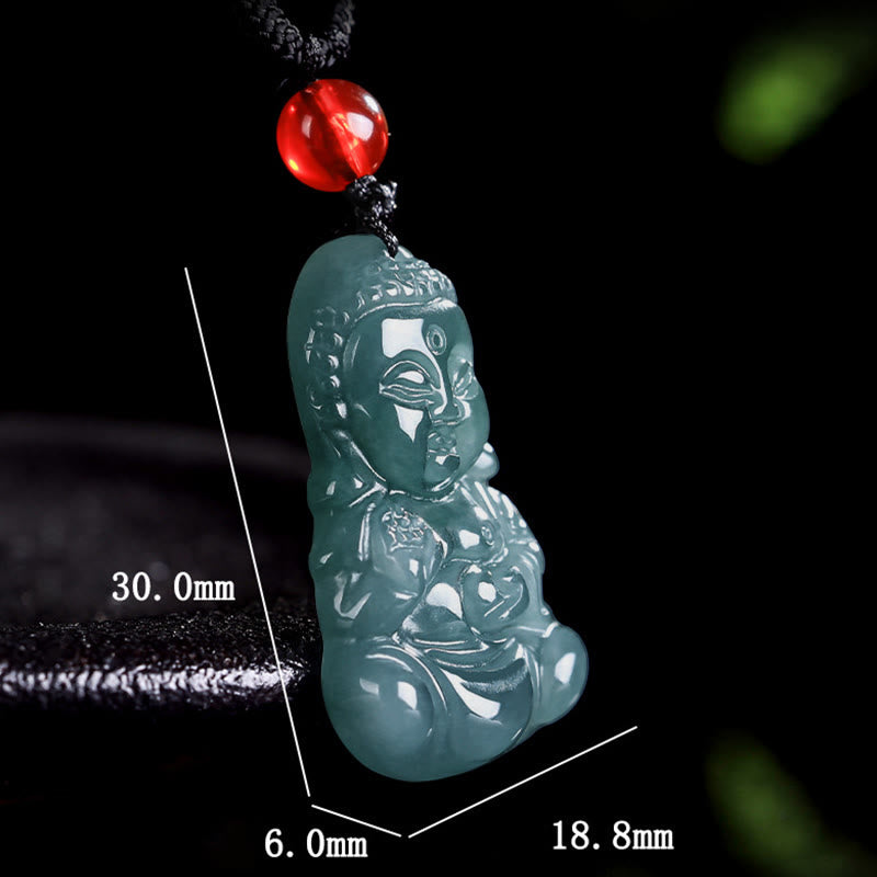 Wear FengShui Jade Baobao Buddha Prosperity Necklace Pendant