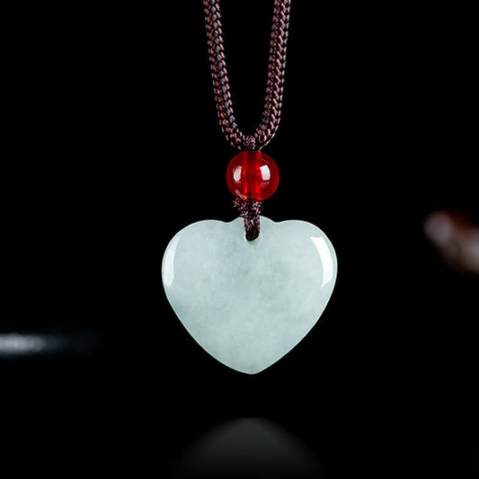 Wear FengShui Jade Heart Prosperity Necklace Pendant