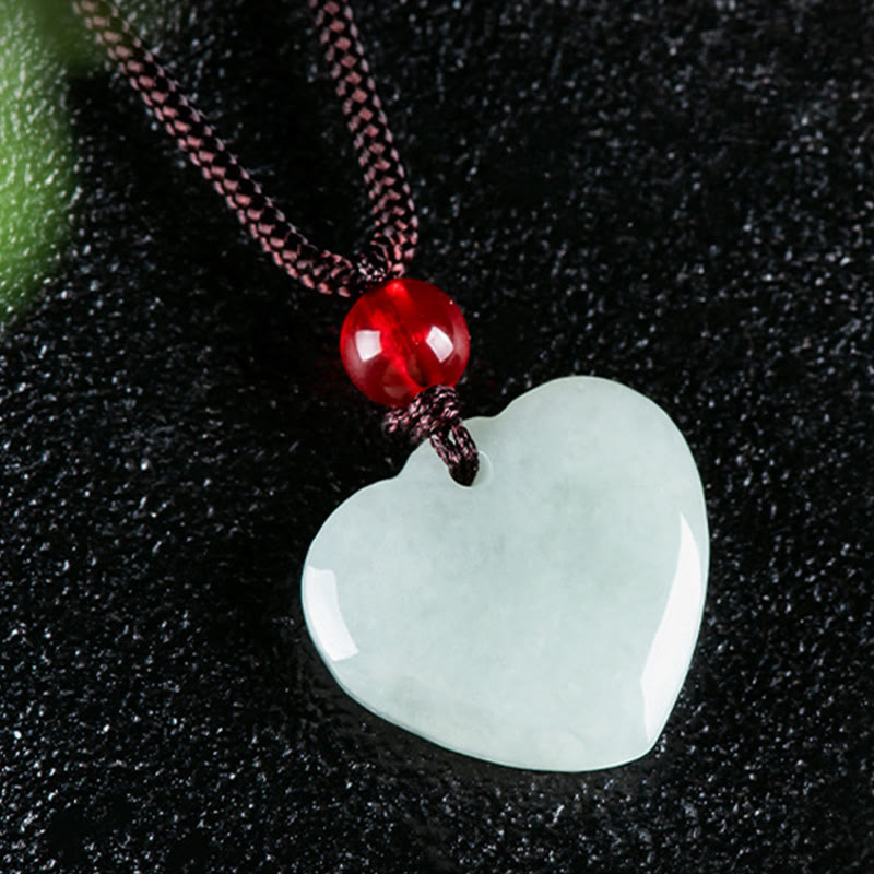 Wear FengShui Jade Heart Prosperity Necklace Pendant