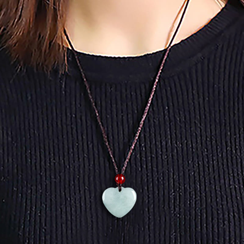 Wear FengShui Jade Heart Prosperity Necklace Pendant