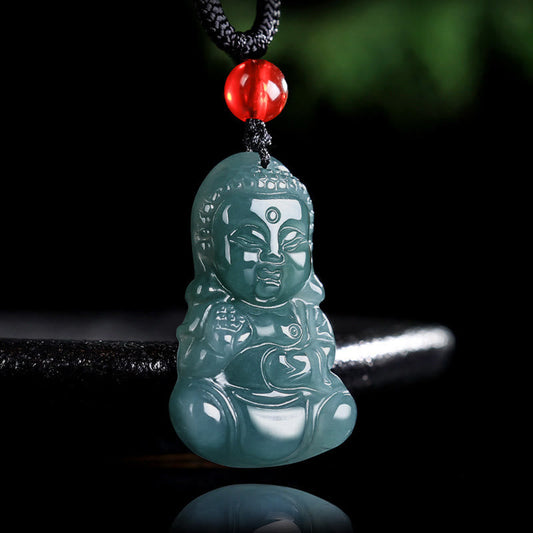 Wear FengShui Jade Baobao Buddha Prosperity Necklace Pendant