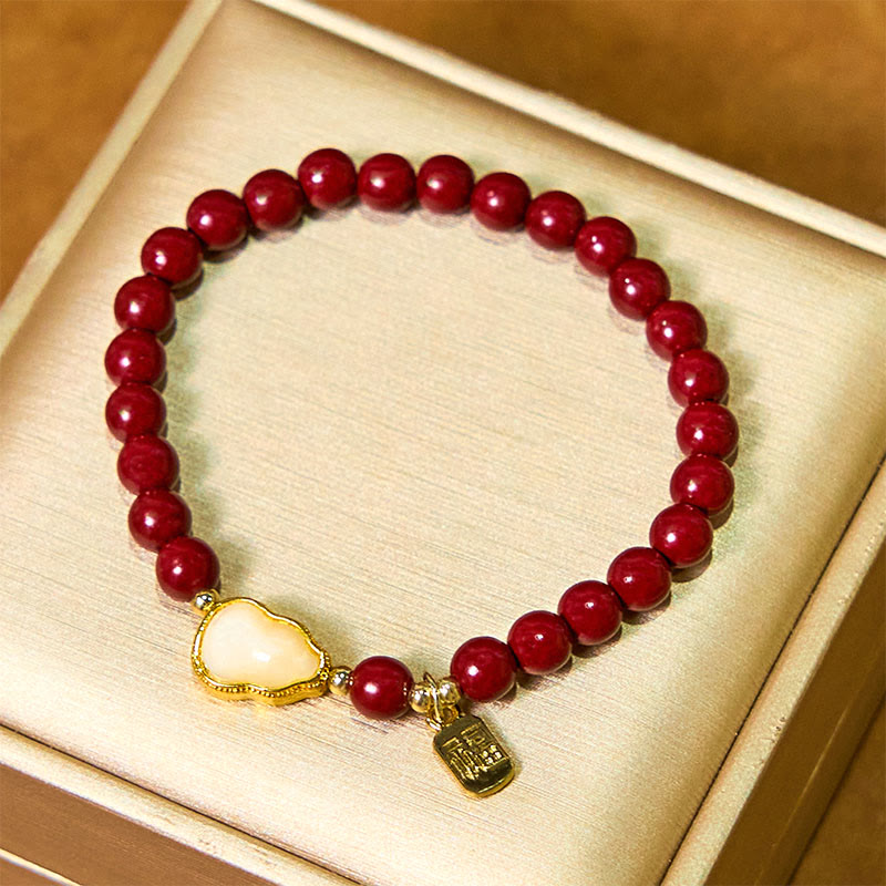 Wear FengShui Cinnabar Gourd Fu Character Charm Blessing Bracelet