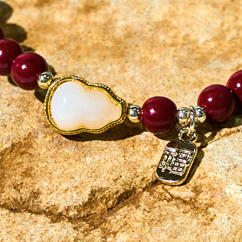 Wear FengShui Cinnabar Gourd Fu Character Charm Blessing Bracelet
