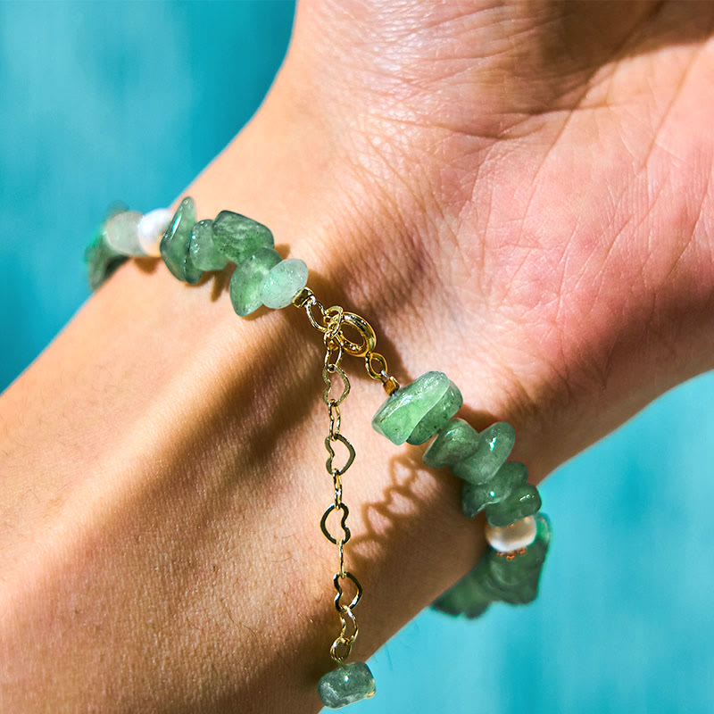 Wear FengShui Natural Strawberry Quartz Green Strawberry Quartz Super Seven Crystal Flower Healing Bracelet