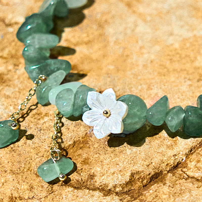Wear FengShui Natural Strawberry Quartz Green Strawberry Quartz Super Seven Crystal Flower Healing Bracelet