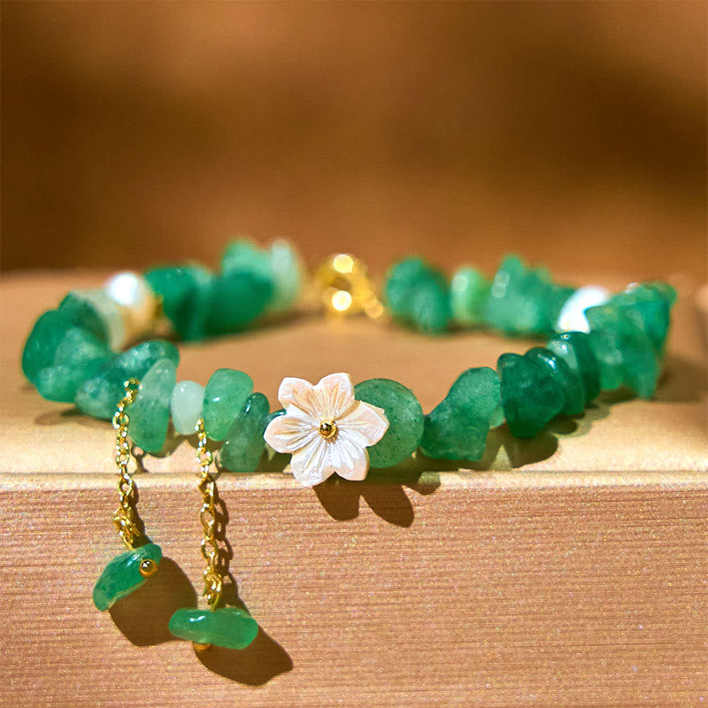 Wear FengShui Natural Strawberry Quartz Green Strawberry Quartz Super Seven Crystal Flower Healing Bracelet