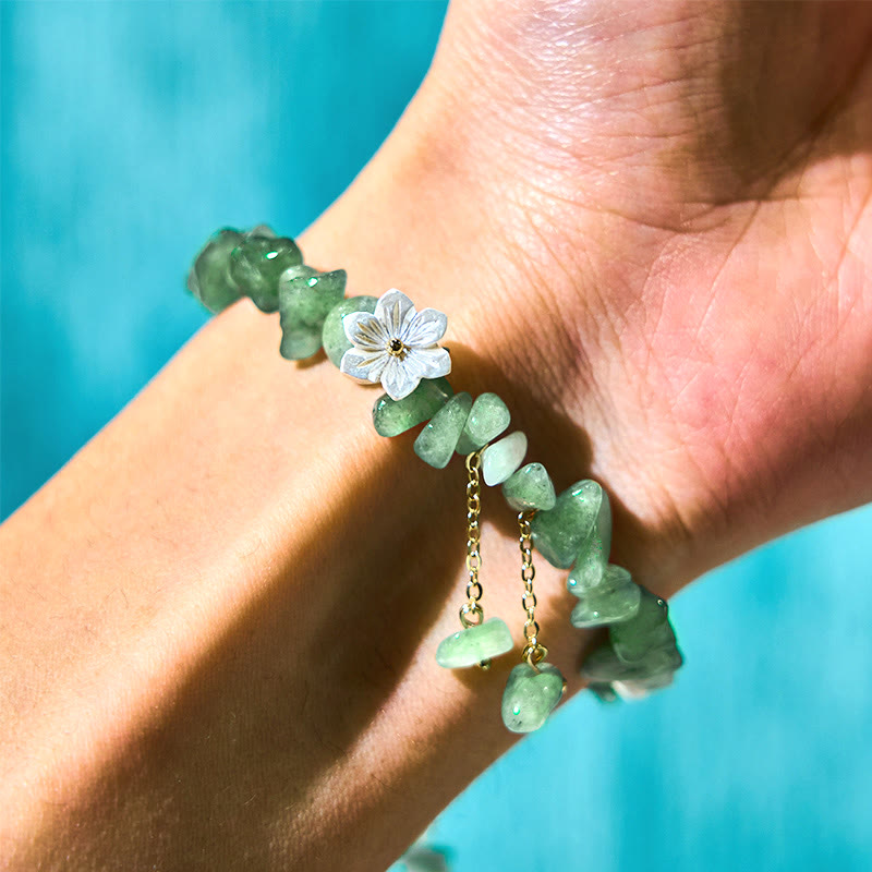 Wear FengShui Natural Strawberry Quartz Green Strawberry Quartz Super Seven Crystal Flower Healing Bracelet