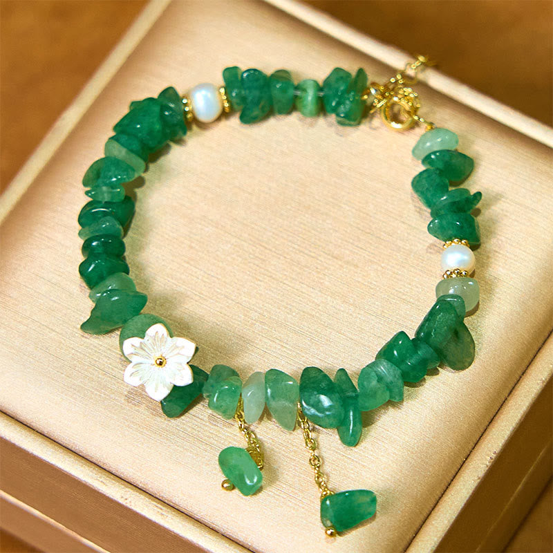 Wear FengShui Natural Strawberry Quartz Green Strawberry Quartz Super Seven Crystal Flower Healing Bracelet