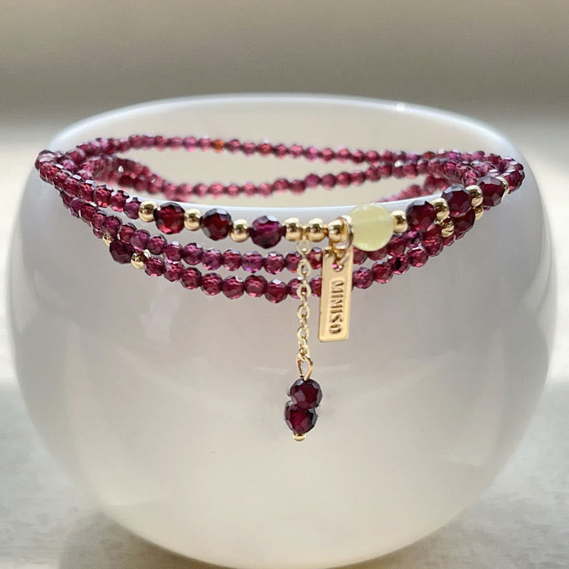 Wear FengShui Small Natural Garnet Passion Triple Wrap Bracelet