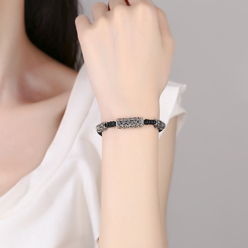 Wear FengShui Tibetan Black String Copper Om Mani Padme Hum Pixiu Protection Braided Bracelet