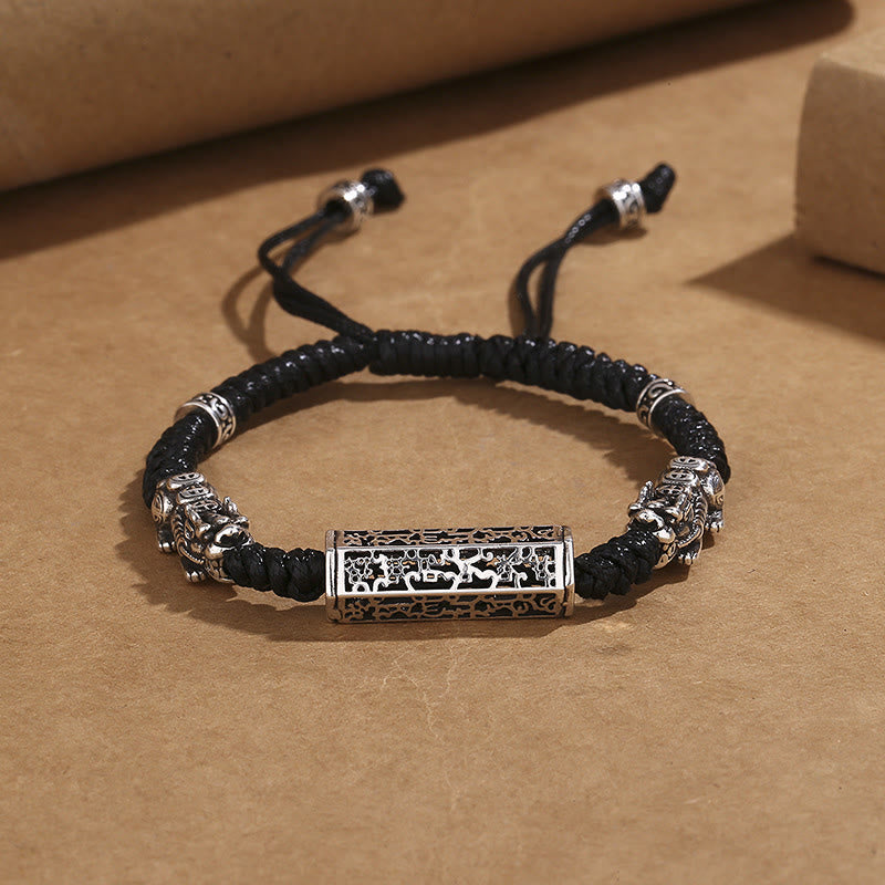 Wear FengShui Tibetan Black String Copper Om Mani Padme Hum Pixiu Protection Braided Bracelet