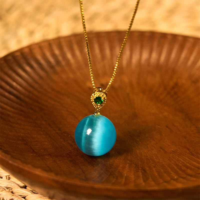 Wear FengShui Cat's Eye Round Ball Confidence Necklace Pendant