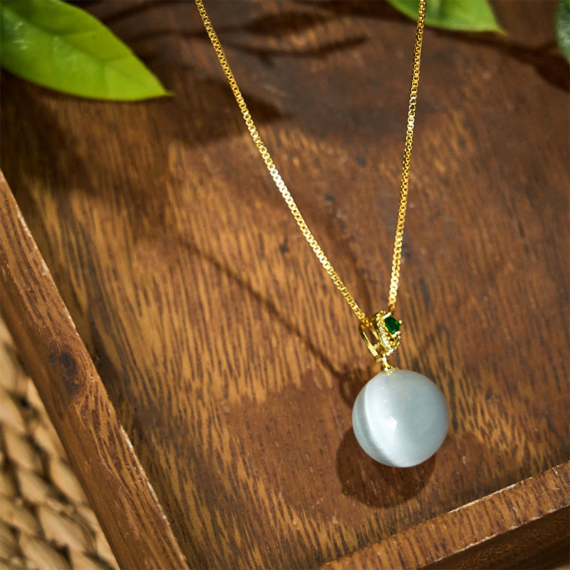 Wear FengShui Cat's Eye Round Ball Confidence Necklace Pendant