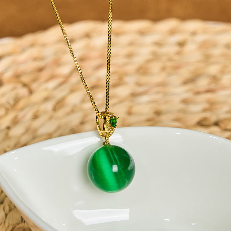 Wear FengShui Cat's Eye Round Ball Confidence Necklace Pendant