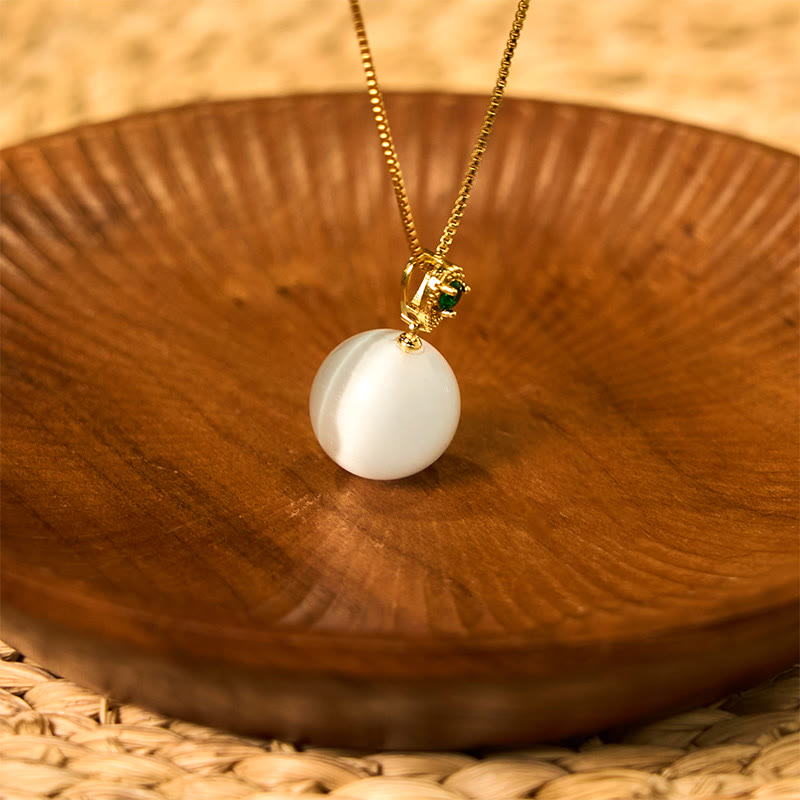 Wear FengShui Cat's Eye Round Ball Confidence Necklace Pendant