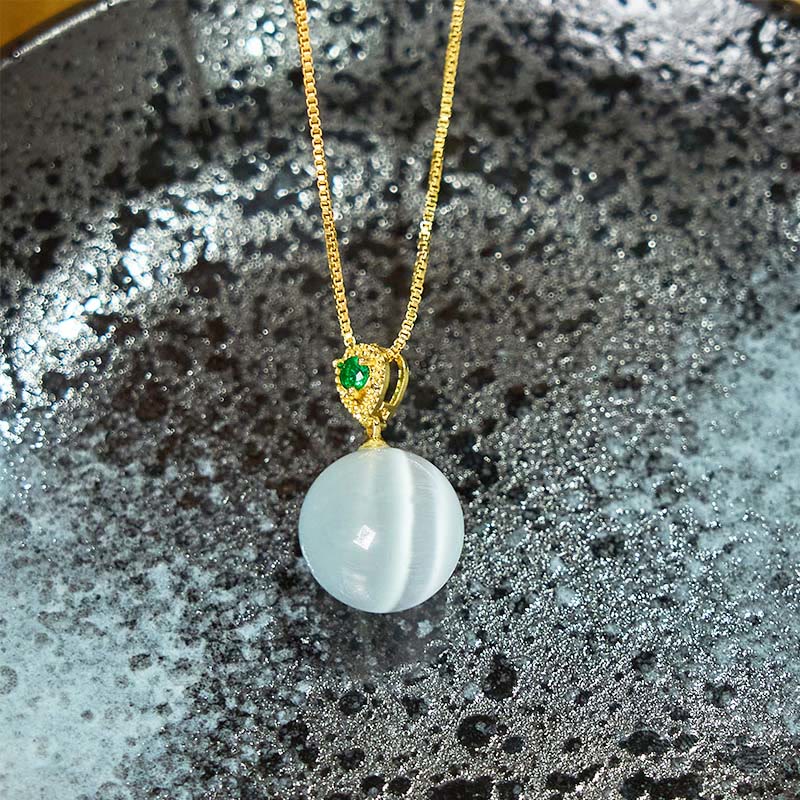 Wear FengShui Cat's Eye Round Ball Confidence Necklace Pendant