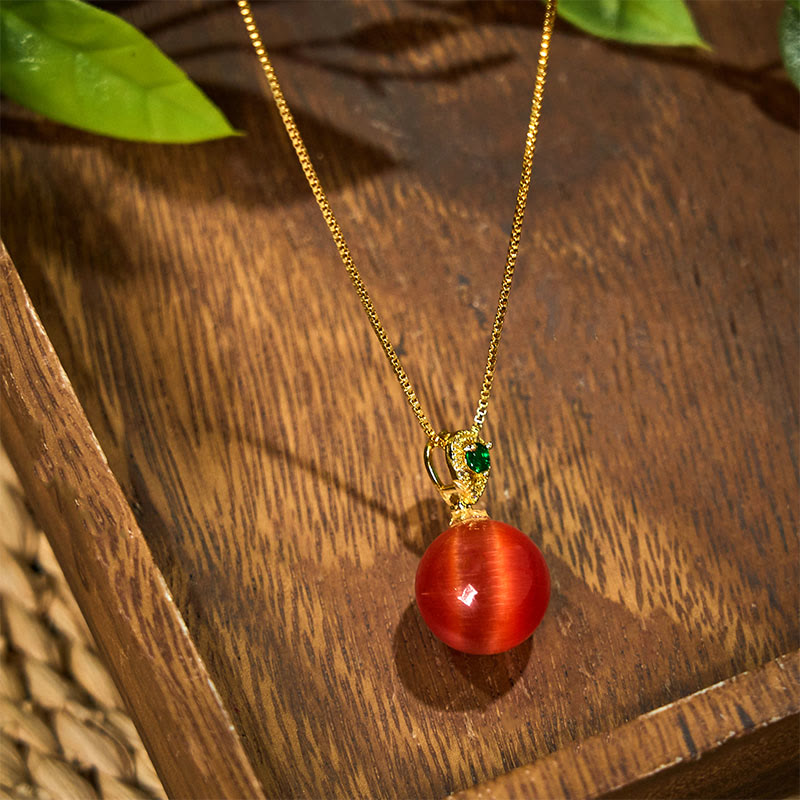 Wear FengShui Cat's Eye Round Ball Confidence Necklace Pendant