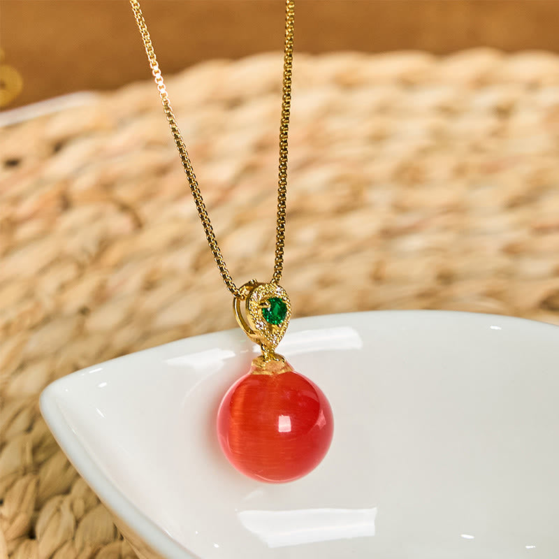Wear FengShui Cat's Eye Round Ball Confidence Necklace Pendant