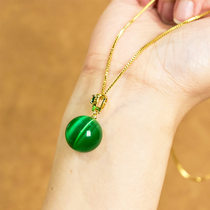Wear FengShui Cat's Eye Round Ball Confidence Necklace Pendant