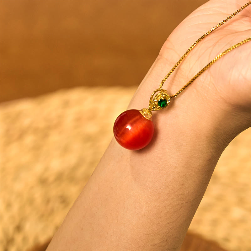 Wear FengShui Cat's Eye Round Ball Confidence Necklace Pendant