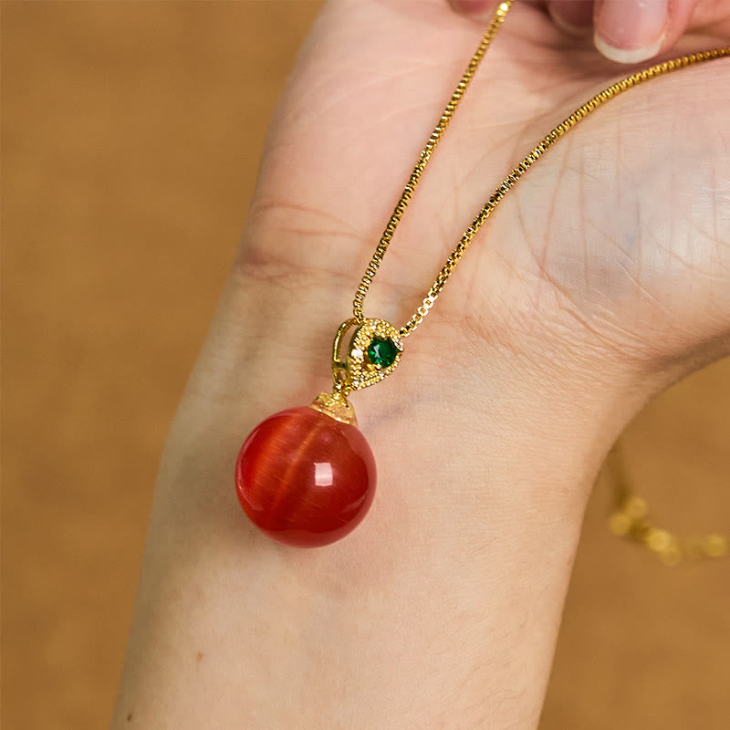 Wear FengShui Cat's Eye Round Ball Confidence Necklace Pendant