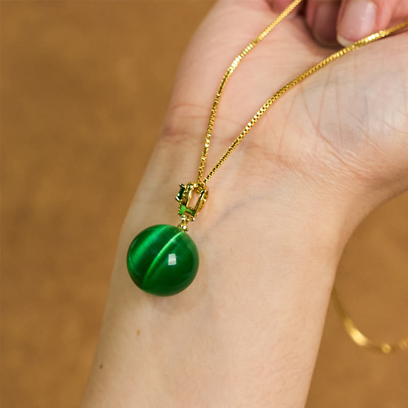 Wear FengShui Cat's Eye Round Ball Confidence Necklace Pendant