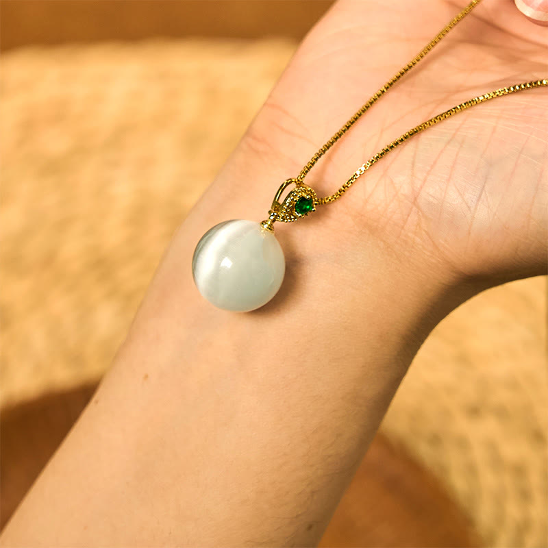 Wear FengShui Cat's Eye Round Ball Confidence Necklace Pendant