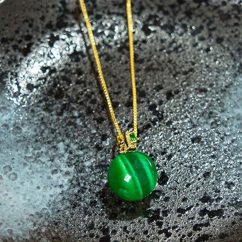 Wear FengShui Cat's Eye Round Ball Confidence Necklace Pendant