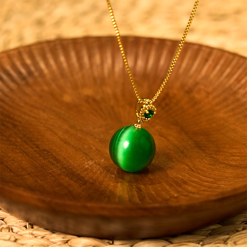 Wear FengShui Cat's Eye Round Ball Confidence Necklace Pendant