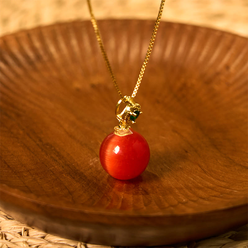 Wear FengShui Cat's Eye Round Ball Confidence Necklace Pendant
