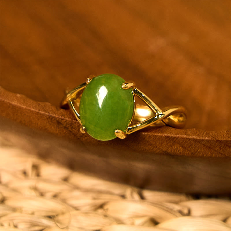 Wear FengShui Natural Jade Alloy Adjustable Buckle Abundance Ring