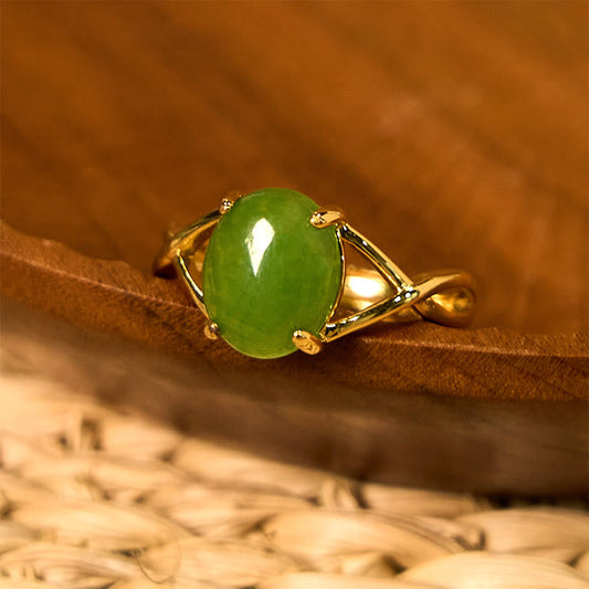 Wear FengShui Natural Jade Alloy Adjustable Buckle Abundance Ring