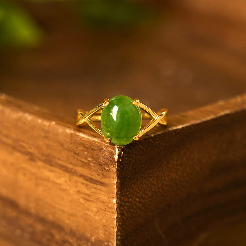 Wear FengShui Natural Jade Alloy Adjustable Buckle Abundance Ring