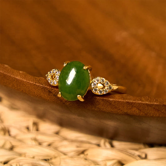 Wear FengShui Natural Jade Adjustable Buckle Prosperity Ring
