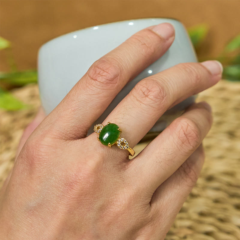 Wear FengShui Natural Jade Adjustable Buckle Prosperity Ring