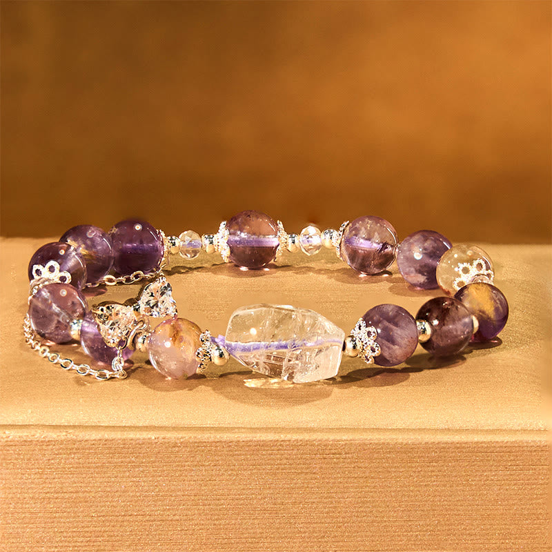 Wear FengShui Natural Purple Phantom Bow Wisdom Bracelet