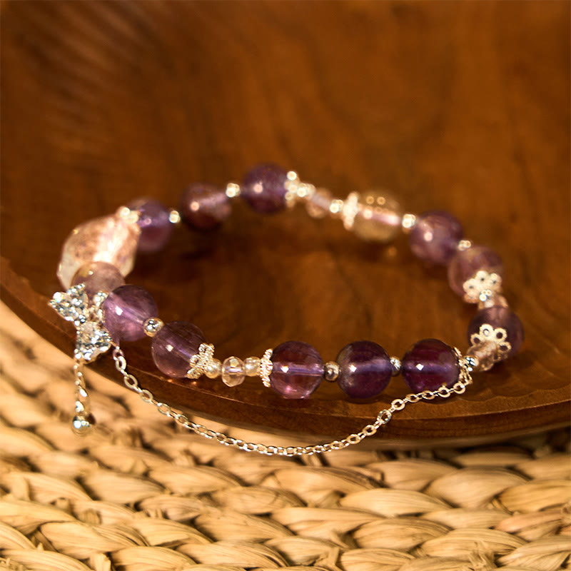Wear FengShui Natural Purple Phantom Bow Wisdom Bracelet