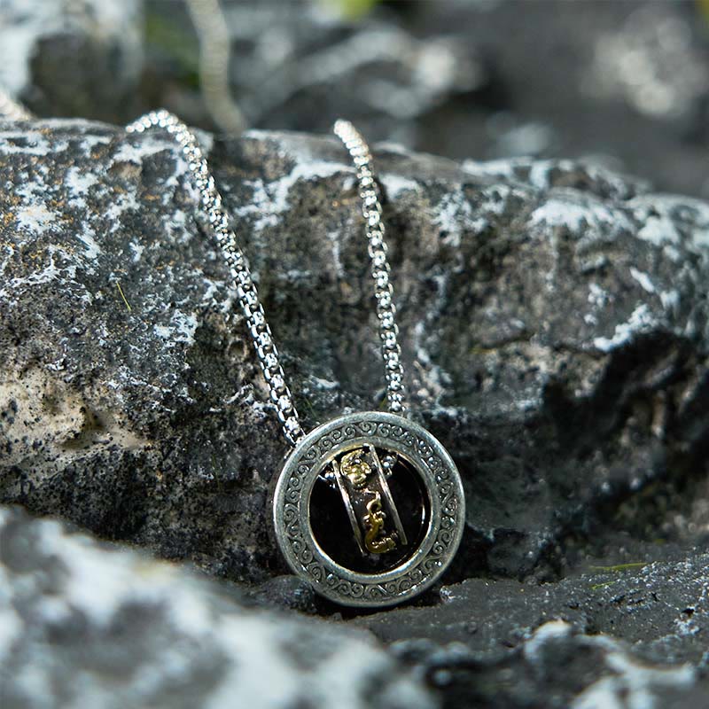Wear FengShui Double Ring PiXiu Peace Buckle Wealth Rotatable Necklace Pendant