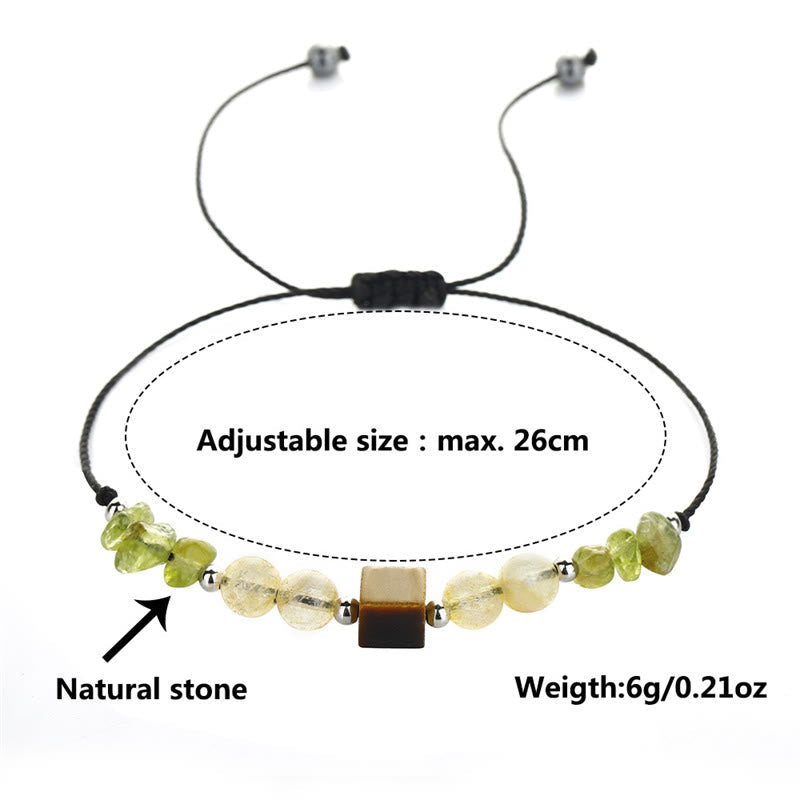 Wear FengShui Find Your Joy Peridot Citrine Tiger Eye Peace Rope Bracelet