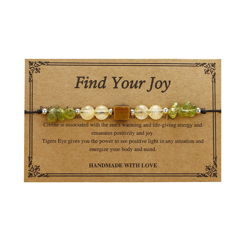 Wear FengShui Find Your Joy Peridot Citrine Tiger Eye Peace Rope Bracelet