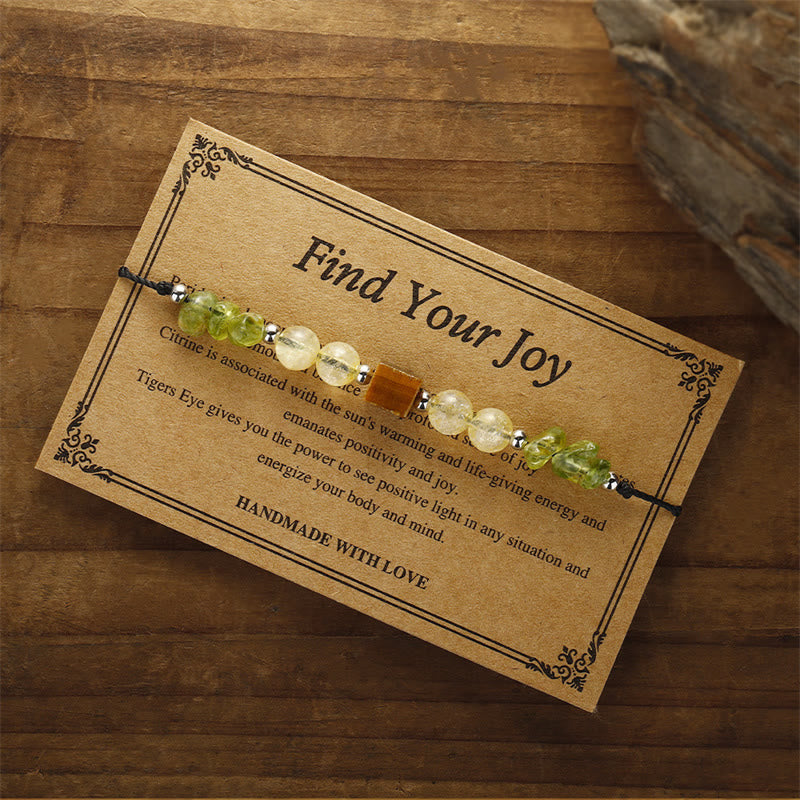 Wear FengShui Find Your Joy Peridot Citrine Tiger Eye Peace Rope Bracelet